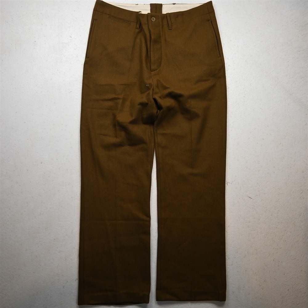 Bespoke 34x30 Brown Flannel Wool Button Fly Classic Vintage Style Mens Pants